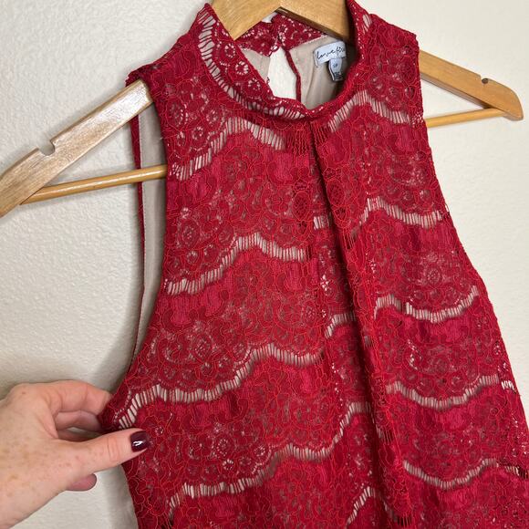Love, Fire Red Sleeveless Lace Blouse Small - Picture 3 of 9